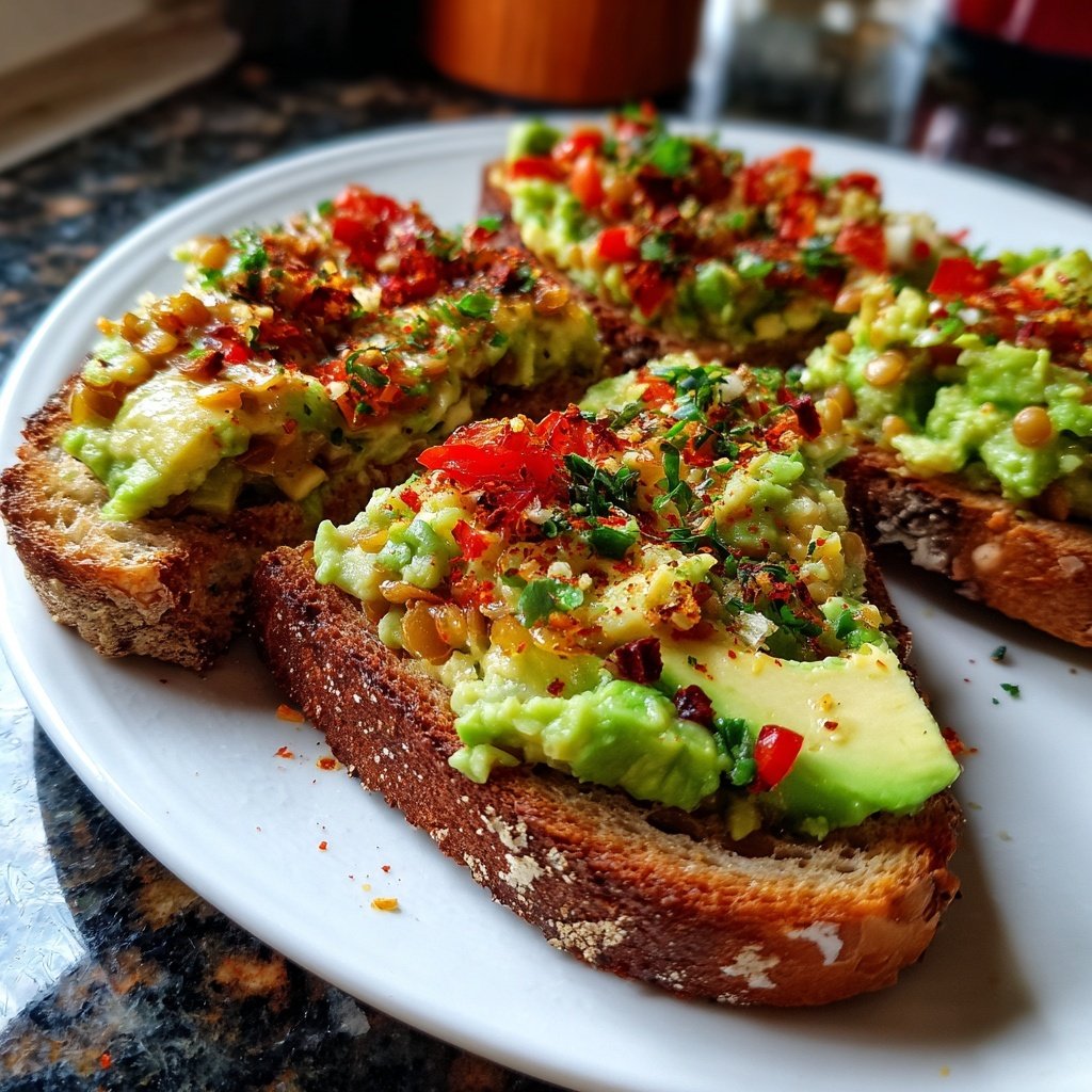 Healthy Lunch Avocado Lentil Toast Cups