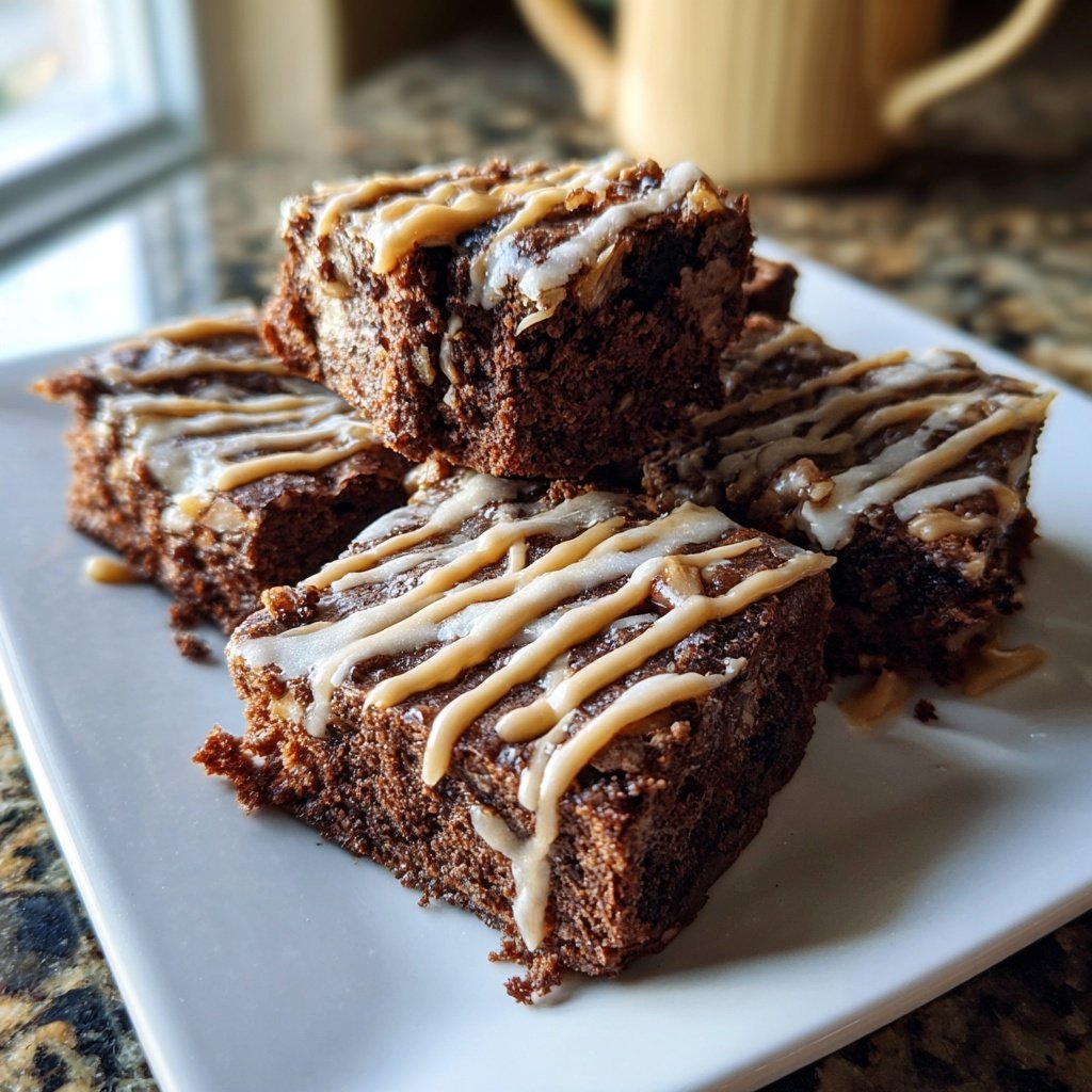 Cottage Cheese Brownies with Pecan Maple Drizzle