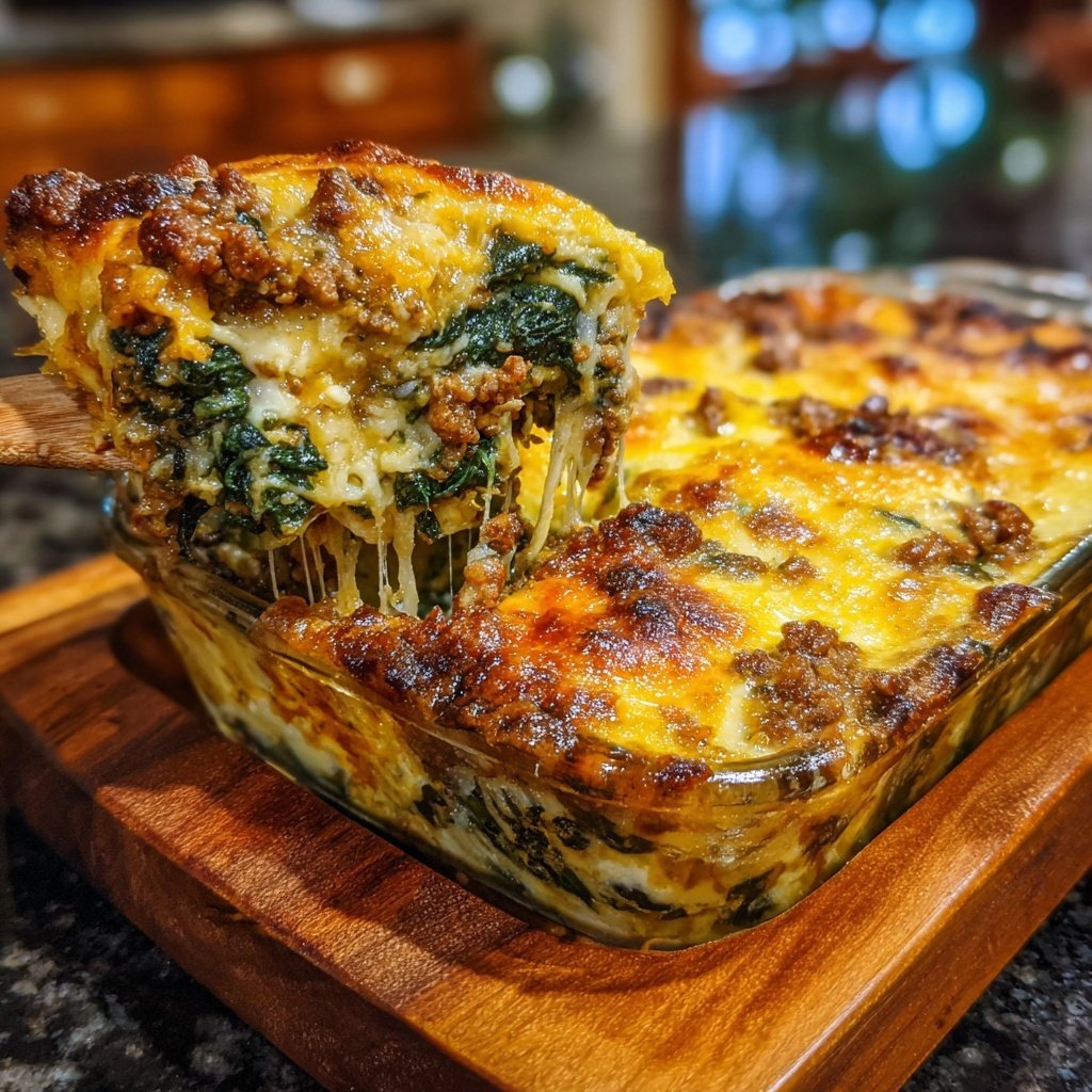 Ground Beef And Spinach Casserole