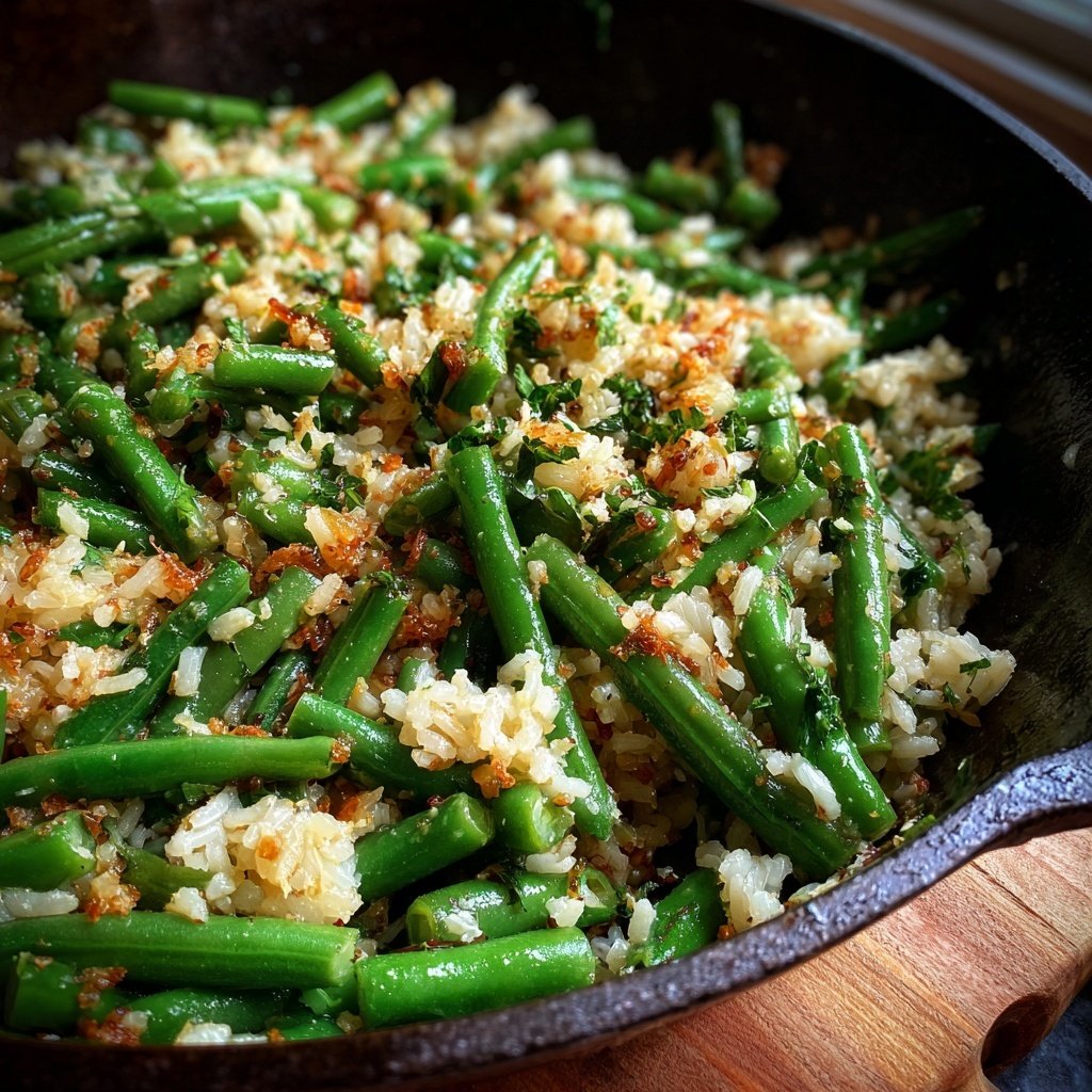 Garlic Butter Green Bean Rice Skillet