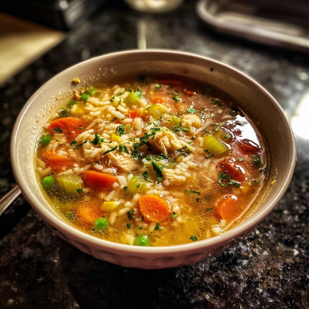Healthy Chicken Vegetable Rice Soup