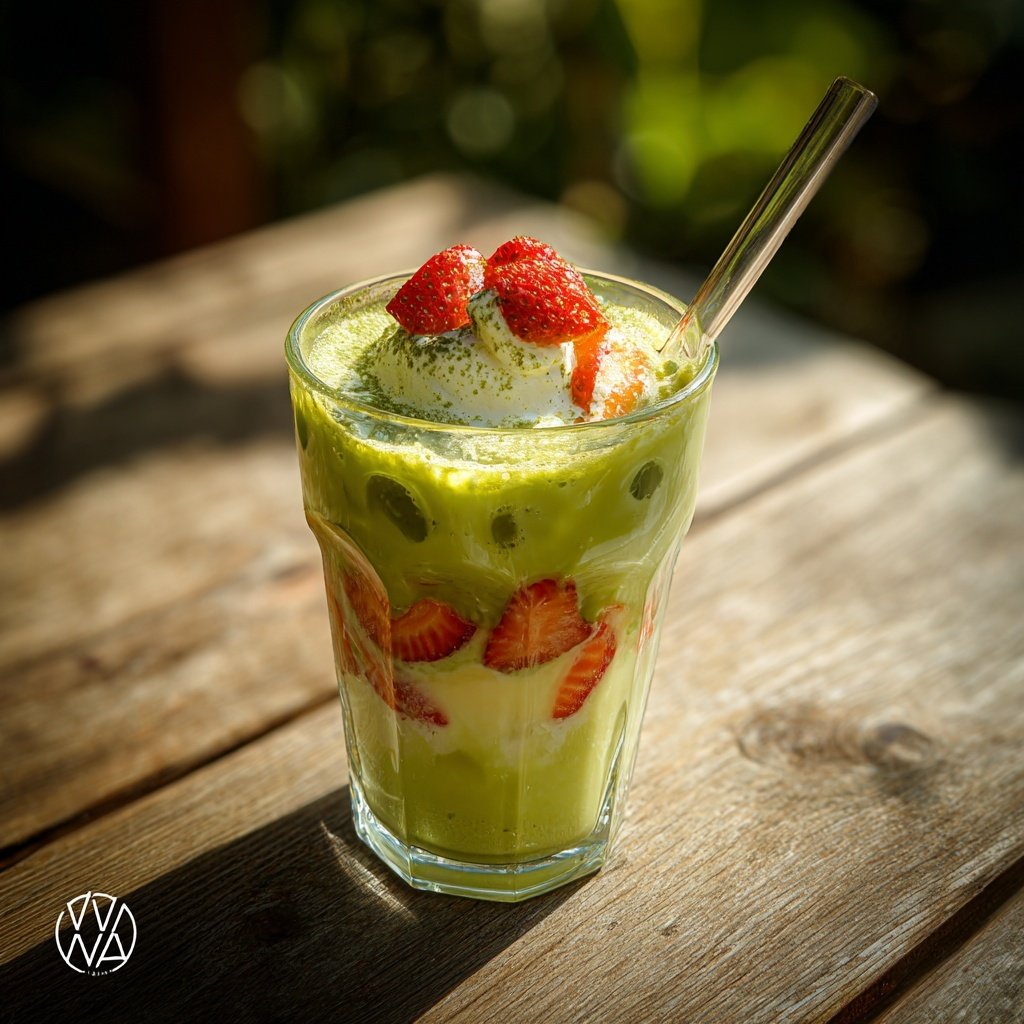 Iced Strawberry Vanilla Matcha