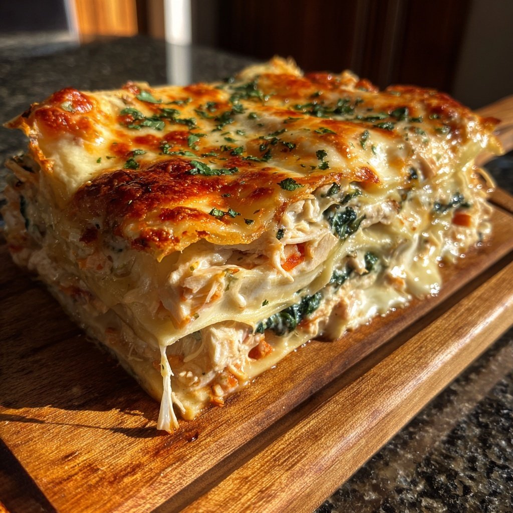 Shredded Chicken Spinach Lasagna