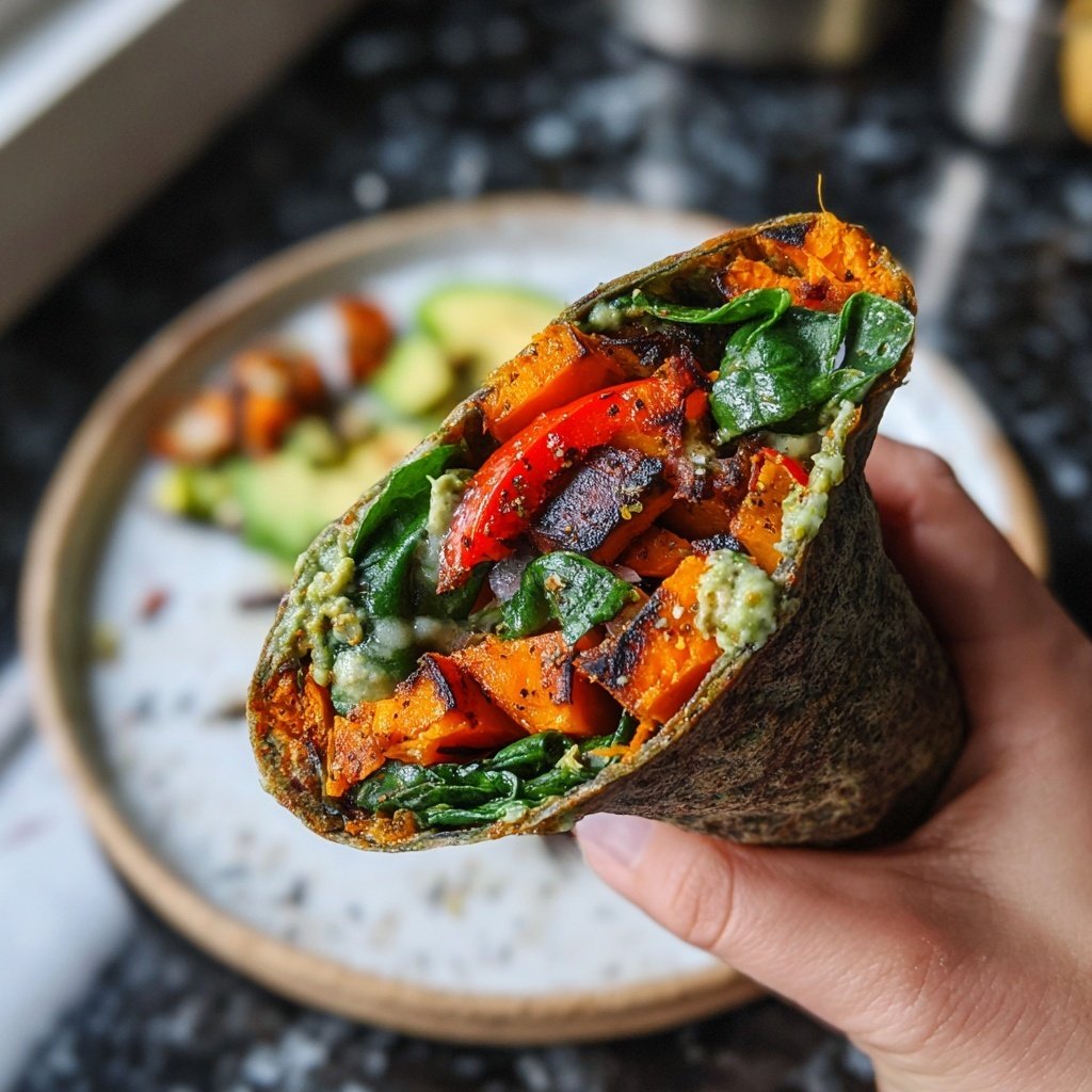 Roasted Sweet Potato Veggie Wrap