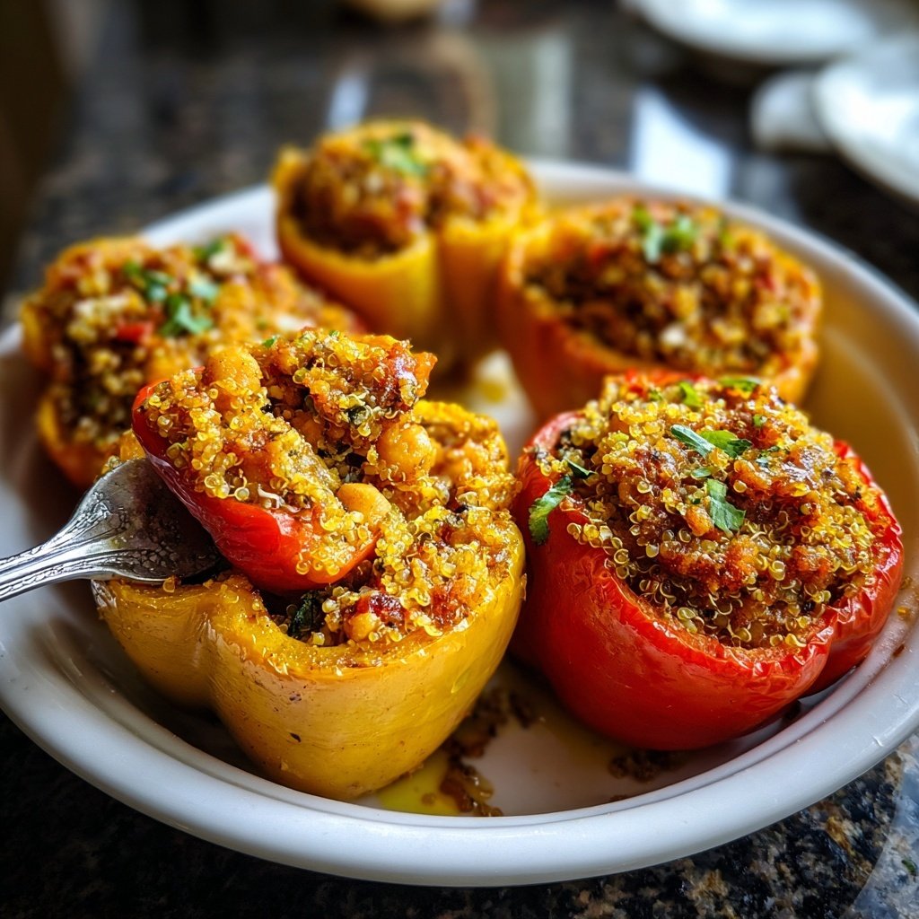 Mediterranean Chickpea Stuffed Peppers