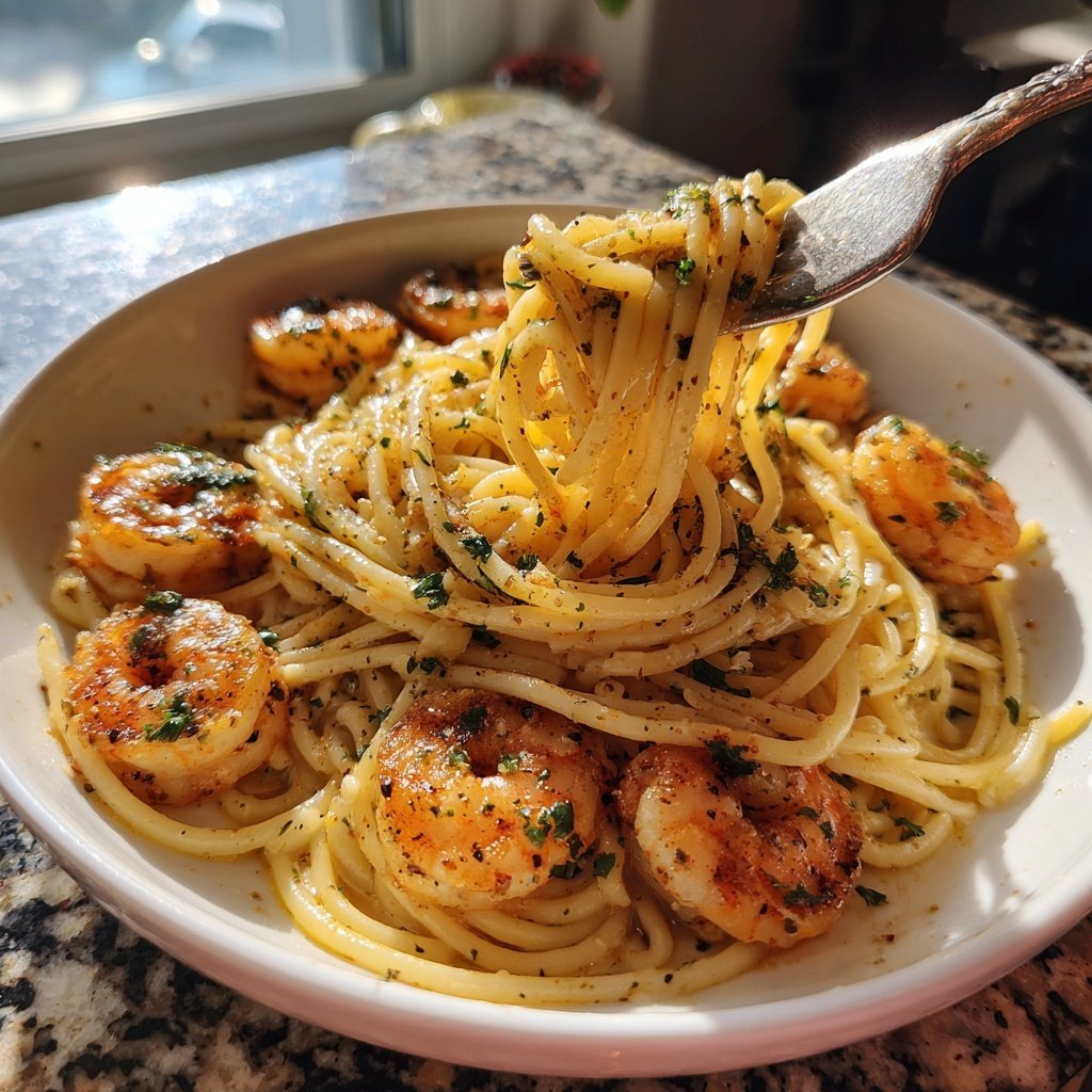 15-Minute Garlic Shrimp Pasta