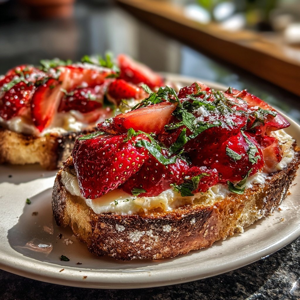 Bruschetta with Strawberries and Cream Cheese