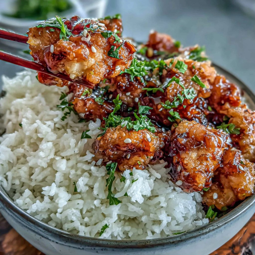 Honey Garlic Chicken With Rice