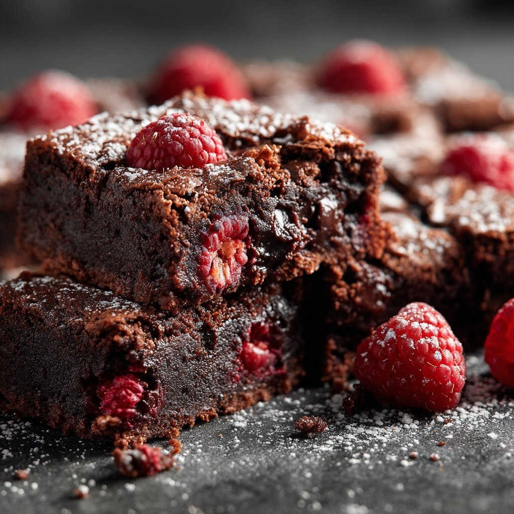 Cottage Cheese Brownies with Raspberries